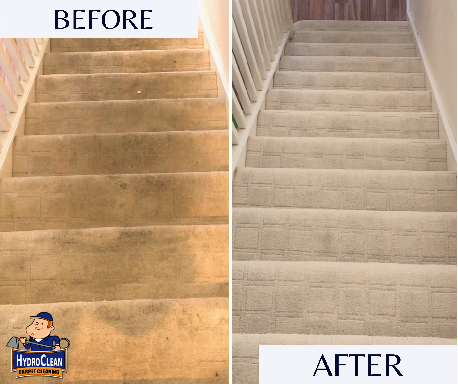 carpet cleaning before/after stairs in Northampton
